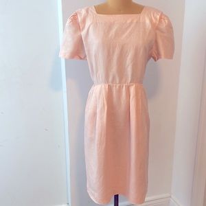 Gucci Vintage Blush Tone Short Sleeve Linen Dress Size 44
